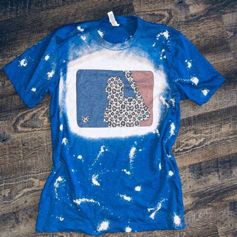 Mlb Bleached Shirt Cheetah Print Baseball Shirt Etsy