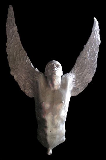 Icaris Feather Wing Angel Man Sculpture Aluminum Art