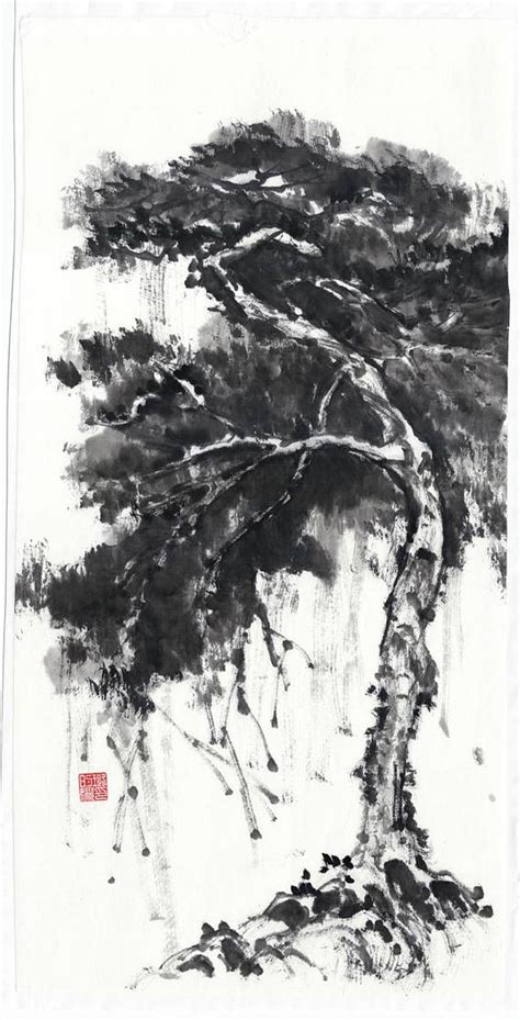 Lotos chinesische tusche malerei chinese painting lotus sumie painting ink draw wand kunst wall art. Pine Tree Original Painting - Traditional Chinese Japanese ...