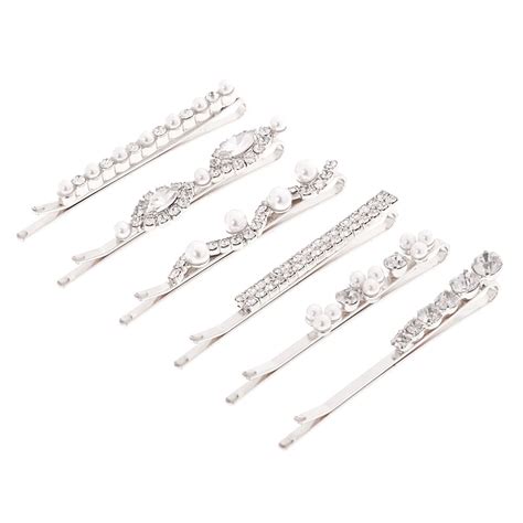Silver Faux Pearl Crystal Bobby Pins Pack Faux Pearl Silver Bobby Pins Bobby Pins