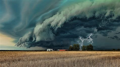 1920x1080 Nature Landscape Trees Supercell Nature Field Building Storm