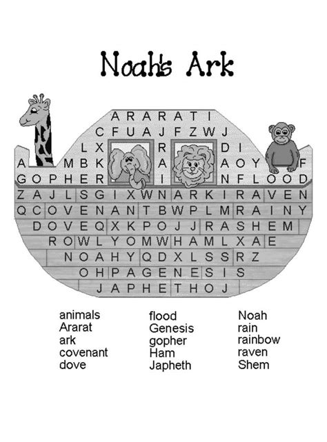 Noahs Ark Word Search Creative Lesson Plans Bible For Kids Bible