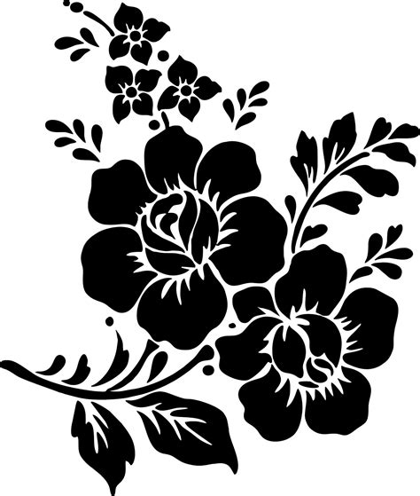 Black And White Flower Vector At Collection Of Black