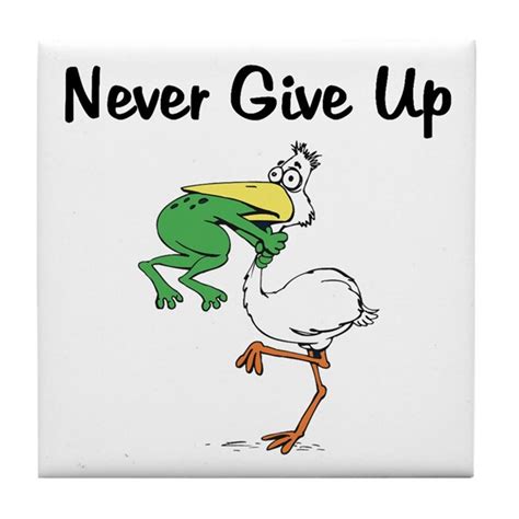 Never Give Up Stork And Frog Tile Coaster By Stylesplus