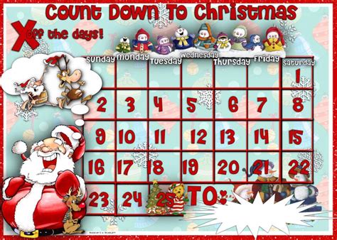 christmas countdown calendar printable printable calendar