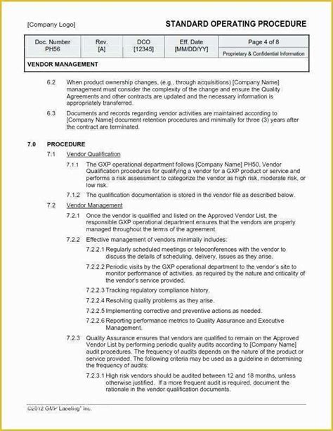 Iso 9001 Sop Template