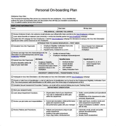 A business plan is an essential foundation on which any business stands. 8+ Onboarding Plan Templates | Sample Templates