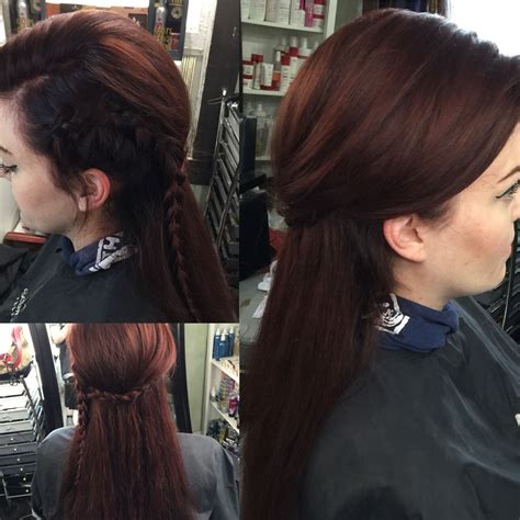 Team telleish has had the privilege to educate and share our love & knowledge with hairdressers all over the world. Deep auburn hair with a shadow root. Festival braid fun. V ...