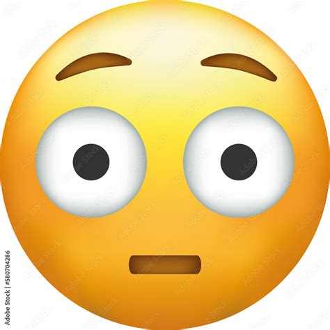 Flushed Emoji With Big Eyes Embarrassed Emoticon With Big Eyes Stock