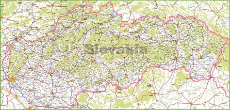 Slovakia (slovak republic) , sk. Large detailed map of Slovakia with cities and towns