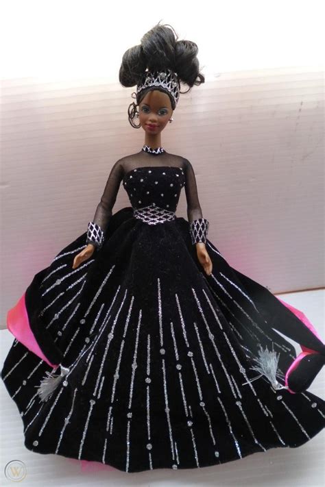 Vintage Mattel Black Barbie Doll Black And Pink Ball Gown Rare