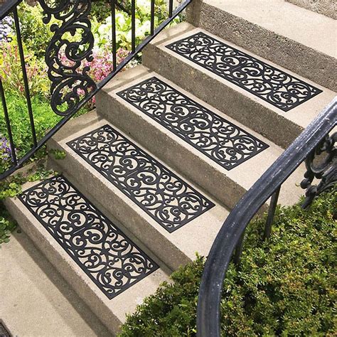 8/4 pcs rubber stair treads non slip step mats indoor&outdoor 29.5 x 9.8 black. SET OF 4 OUTDOOR RUBBER STAIR TREADS NON SLIP ANTI TRIP ...