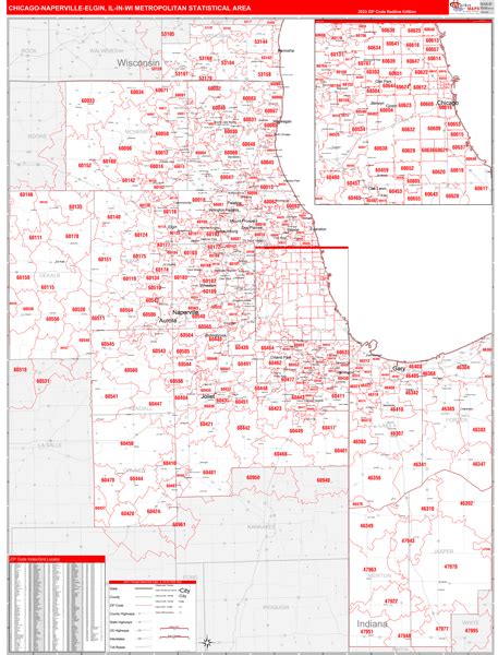 Chicago Naperville Elgin Metro Area Il Zip Code Maps Red Line