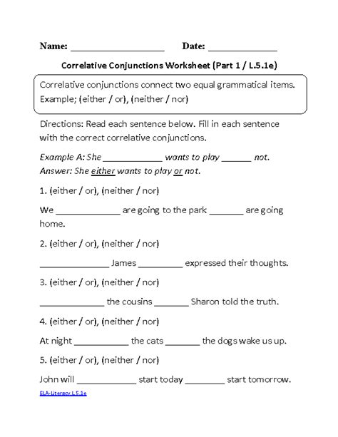5th Grade Ela Worksheets
