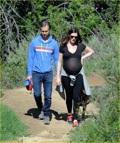 Anne Hathaway Hikes With Husband Dogs And Growing Baby Bump Photo
