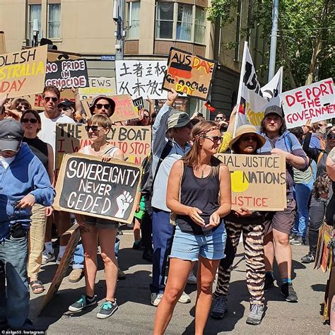 Naked Woman Arrested At The Invasion Day March Protesting Against The Date Of Australia Day