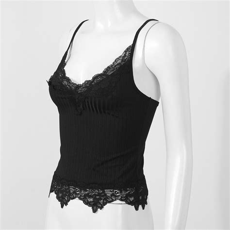 women s v neck crop top hollow out bandage lace up y2k camisole tank tops ebay