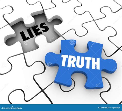 Truth Vs Lies Puzzle Piece Words Compete Honest Facts Whole Stock