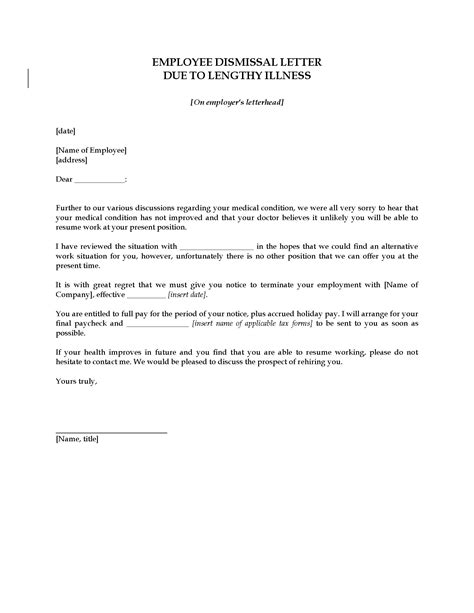 Employee Termination Letter Due To Lengthy Illness Legal Forms And Business Templates