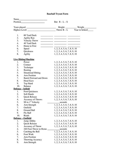 This form is available as a free download. National High School Baseball Coaches Association Baseball Tryout Form - Fill and Sign Printable ...