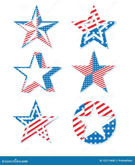 Usa America Patriotic Holiday Celebration Stars Symbol Set Stock Vector