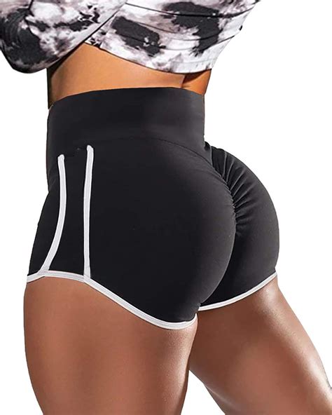 Womens High Waist Workout Short Scrunch Booty Gym Yoga Pants Butt Lift Running