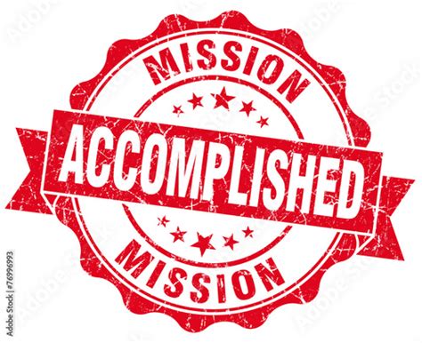 Mission Accomplished Red Grunge Seal Isolated On White Stock Photo