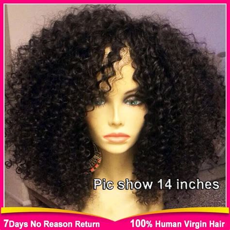 A Afro Kinky Curly Wig Density Peruvian Virgin Human Hair Glueless Kinky Curly Lace Front