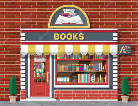 Premium Vector Bookstore Shop Exterior Books Shop Brick Building