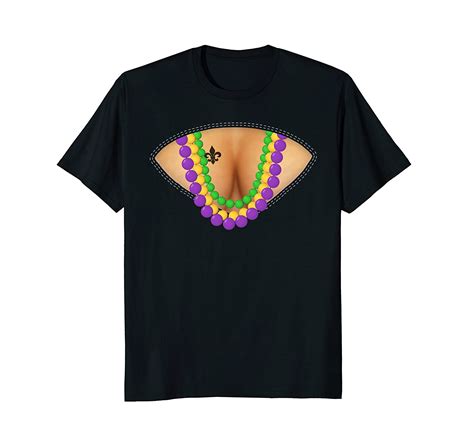 New Orleans Funny Mardi Gras Beads Flash Cleavage T Shirt