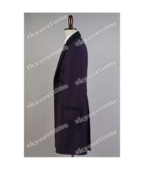 doctor who 11th dr purple wool frock coat cosplay costume skycostume