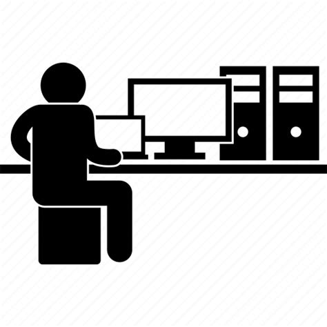 Center Computer Data Engineer Professional Server Working Icon