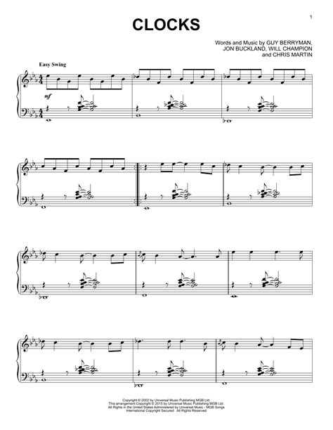 Clocks Sheet Music By Coldplay Piano 161918