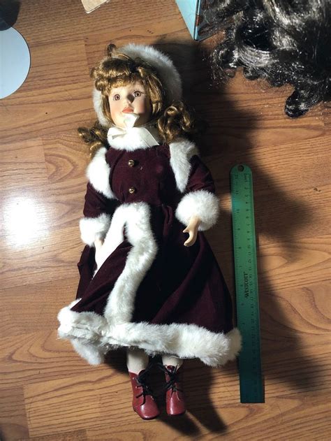 Winter Themed Porcelain Doll Unknown Maker Year Minor Marks Porcelain Dolls Vintage Dolls