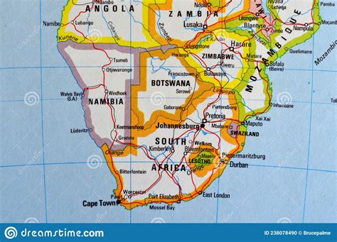 A Map Of Southern Africa Showing Major Cities Editorial Image Image