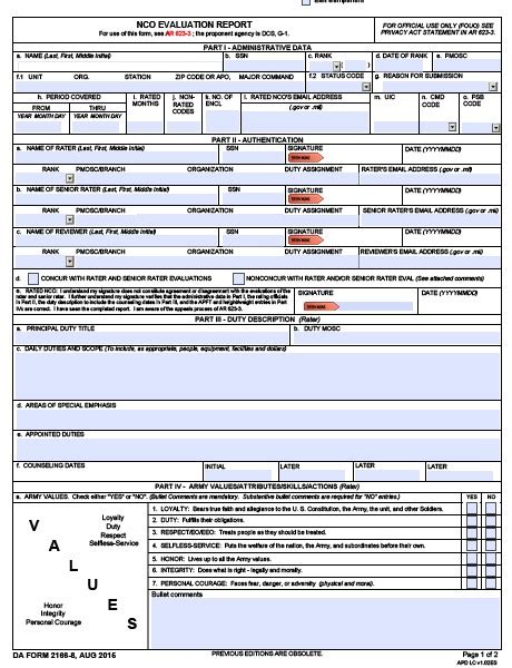 Da Form 2166 9 2 Fillable Printable Forms Free Online