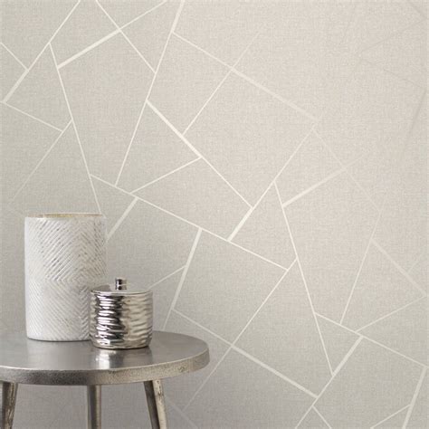 New Fine Decor Quartz Fractal Cream Geometric Glitter Wallpaper