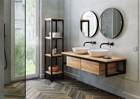 Es ist wissenschaftlich bewiesen, dass holz einen positiven einfluss auf das raumklima hat. Waschtischunterschrank "Loft Float" Teak + Metall | Spa ...