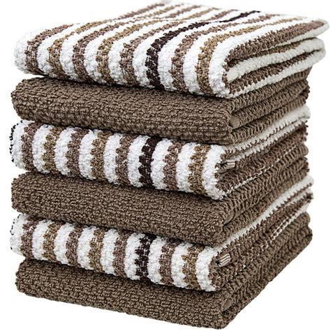 premium kitchen towels 16”x 26” 6 pack large cotton kitchen hand towels popcorn striped