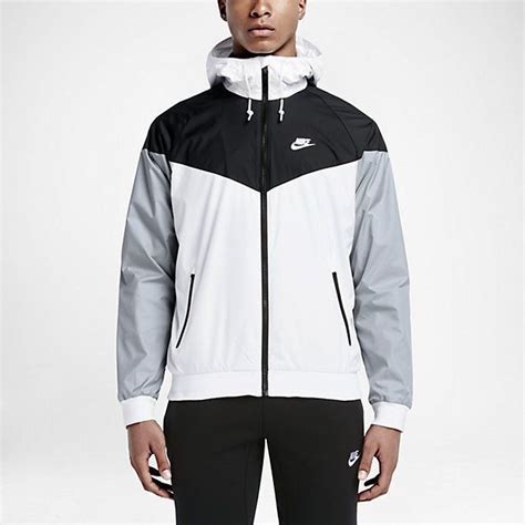 Nike Windrunner Mens Running Jacket White Black Wolf Grey 727324 101