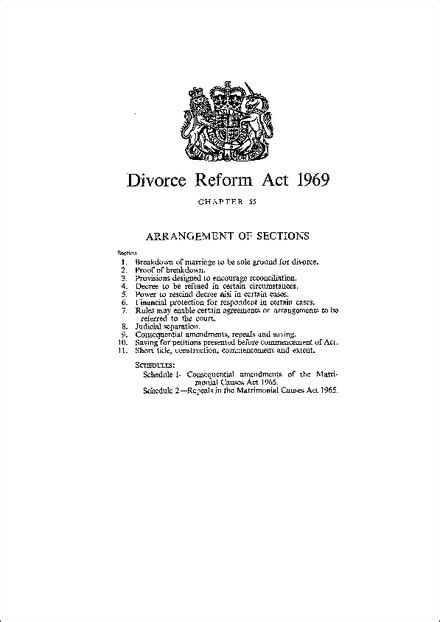 The bill for an act with this short title will have been known as a law reform bill during its passage through. Divorce Reform Act 1969