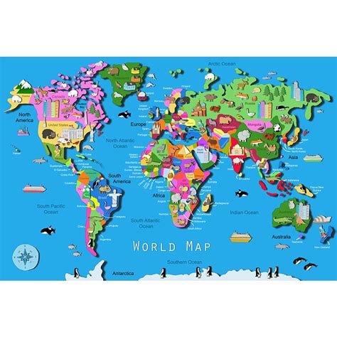 World Map 60 Pc Children Puzzle Educational Toys Planet