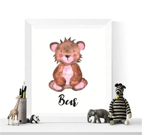 Baby Bear Printable Baby Bear Watercolor Printable Etsy