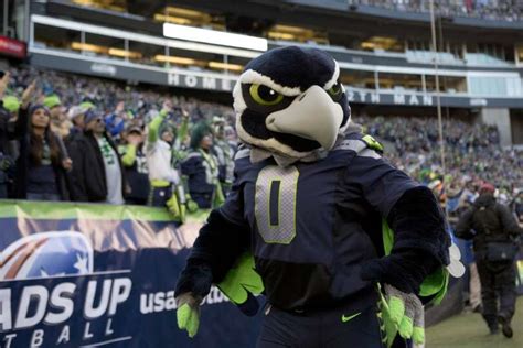 Seattle Seahawks Mascot Blitz Dances In The End Zone During The