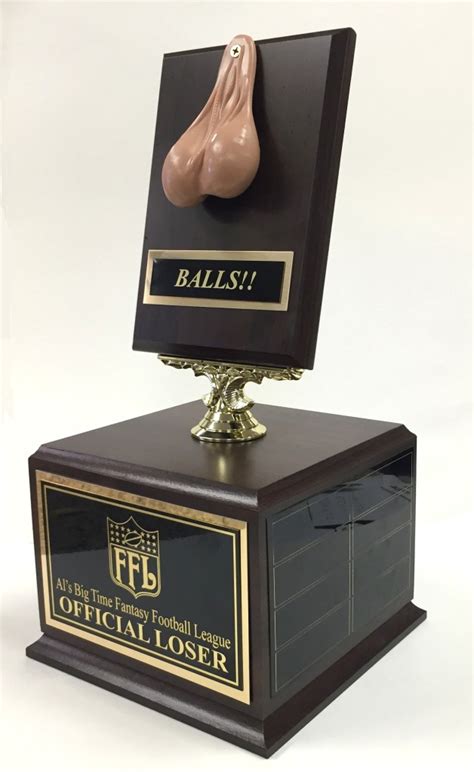 Commemorate their disastrous season with an unforgettable loser trophy, tattoo, or even a toilet seat! 14" Tall "Balls!" Fantasy Football Loser Perpetual Trophy ...