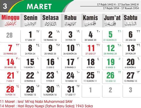 Kalender 2021 Bulan Maret Lengkap Jawa Lucas Mafaldo