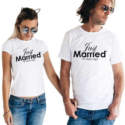Just Married 10 Years Ago Marriage T Shirt Funny T Shirt Couples 10