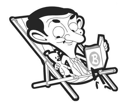 Mr Bean Reading Book Coloring Page Free Printable Coloring Pages For