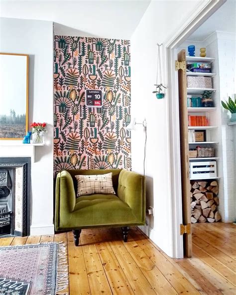 Love The Botanical Brightly Coloured Wallpaper In This Alcove With The
