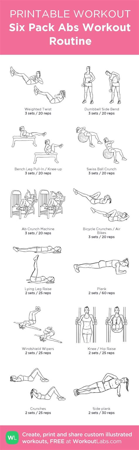 Six Pack Abs Workout Routine My Custom Printable Workout By